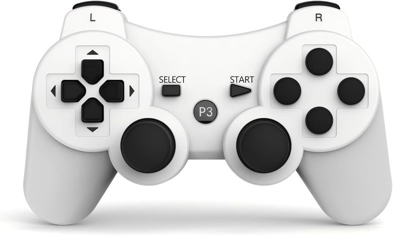 MOVONE wireless Controller for ps3 Rechargeable Game Wireless Controller 2 Pack with 2 Charging Cables, Compatible with Playstation3 (Black+White) - Image 2